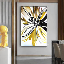 100% Hand painted Oil Painting Gold Black Flower Canvas art Modern Abstract Big Size Oil Painting for Livingroom Home Decoration 2024 - buy cheap