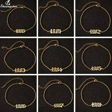 Gold Stainless Steel Ankle Bracelet 1980-2000 Vintage Year Anklets for Women Fashion Number Leg Bracelet Jewelry Cheville femme 2024 - buy cheap