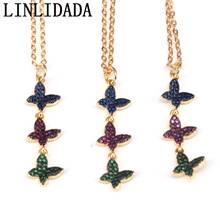 5Pcs Colorful Butterfly Charm CZ Micro Pave, Butterfly Pendant Necklace 2024 - buy cheap
