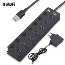 KuWFi-HUB USB 3,0 de alta velocidad con adaptador de corriente para MacBook, portátil y PC, 4/7 puertos, UE/EE. UU. 2024 - compra barato