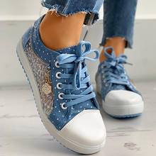 Lace-Up Casual Canvas Shoes Hollow Out Flat Floral Pattern Embroidery Dot Print Sneakers 2024 - buy cheap