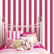 beibehang Mediterranean style blue pink vertical stripes wallpaper ins Nordic bedroom princess powder children's room wallpaper 2024 - buy cheap