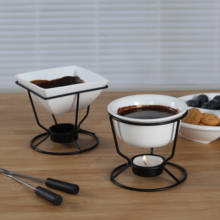 Pote de derretimento de chocolate branco cerâmico com suporte de metal para fondue diy 2024 - compre barato