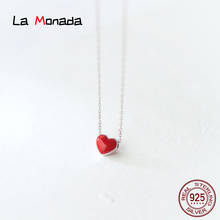 Ожерелье женское серебряное минималистичное с красным сердцем, 39,6 + 3,5 см 2024 - купить недорого