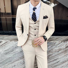 2020 Autumn and Winter New British Korean Version of The Western Fit Men's Casual Business Suit Three-piece Party Wedding Suit 2024 - buy cheap