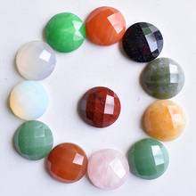 Fashion good quality natural stone mixed round CABOCHON cut faceted beads for jewelry accessories making 16mm Wholesale12pcs/lot 2024 - buy cheap