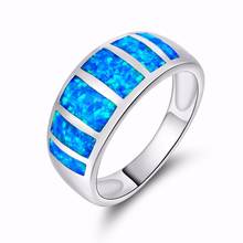 2021 925  jewelry New Crystal from Swarovskis Angel Girl Simple Ring Round Blue Fire Opal Rings for Women Trendy Engagement 2024 - buy cheap