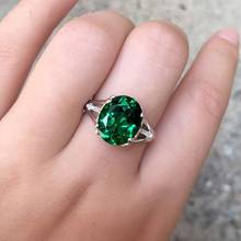 Ulex moda simples anel com zircão verde pedra anéis para o casamento feminino noivado luxo quadrado cristal anéis jóias 2024 - compre barato