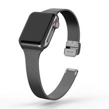 Silm strap For Apple Watch band 40mm 44mm iWatch Band 38mm 42mm Accessories Meatl magnetic bracelet Apple watch 3 4 5 6 se 2024 - buy cheap