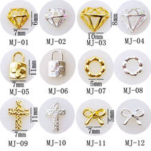 10Pcs/Lot Japan Gold Silver Triangle Lock Cross Bow 3D DIY Metal Alloy Nail Art Deco Nail Stickers/Charms/ Tools for Manicure 2024 - buy cheap