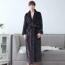Халат фланелевый мужской, зимний, большого размера 3XL, халат-кимоно 2024 - купить недорого
