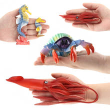 Juguete educativo para niños, simulación temprana de criaturas marinas, hipocampo, ermitaño, cangrejo, tiburón, modelo de muñeca de plástico, Animal marino 2024 - compra barato