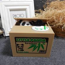 1 pçs panda ladrão caixa de dinheiro mealheiro crianças presente anime bonito dos desenhos animados caixas de poupança automática roubou moeda mealheiro crianças brinquedo presente 2024 - compre barato