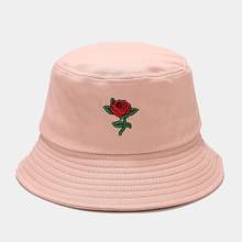 Sombrero de cubo Rosa estilo hip hop para mujer, gorro de algodón con bordado de flores para deportes al aire libre, Panamá, floral, para el sol, playa, verano, envío directo 2024 - compra barato