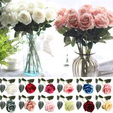 1Pc Artificial Rose Flower Unfading Lint Realistic Miniascape Wedding Party Home Hotel Office Bonsai Decor 2024 - buy cheap