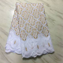 Tela de algodón bordada con piedras para vestido nigeriano, tejido de brocado africano de algodón, tela de guinea para boda 2024 - compra barato