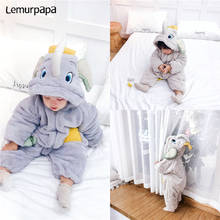 Macacão de flanela para bebês, roupa de inverno para meninas e meninos, grosso, elefante fofo, peça única para crianças recém-nascidas, quente, macio, roupa infantil 2024 - compre barato