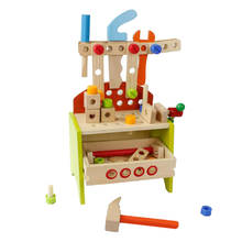 Toddler Workbench with Tools Accessories Playset, Wooden Building Set Hammer Toy, Safe Water Printed 2024 - buy cheap