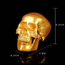 HeyMamba Gold Skull Decoration Sculpture Creative Resin Skull Figurine Home Halloween Desktop Decoration Statue 2024 - buy cheap