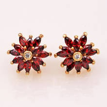 4colors Fashion Bohemian red Earrings zircon for Women's stud flower Earrings Stud Earrings Wedding Jewelry accessories gift 2024 - buy cheap