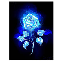 Алмазная живопись, вышивка крестиком, 5D алмазная вышивка, роза, цветок, синий, домашний декор, «сделай сам», алмазная живопись EE1824 2024 - купить недорого