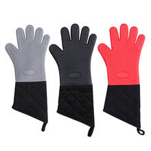 Guantes largos de silicona antiquemaduras y algodón, guantes de aislamiento térmico para horno de cocina, resistentes a altas temperaturas 2024 - compra barato