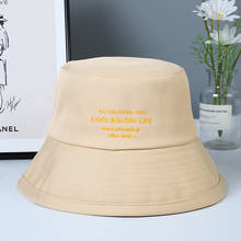 Doitbest chapéu de algodão com aba grande para mulheres, chapéu de pescador para viagem e praia com letras em inglês, chapéu dobrável para homens 2024 - compre barato