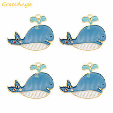 Pingente azul pingente animais esmaltados, 8 peças desenhos animados para brincos, faça você mesmo, joias em massa artesanato tornozeleira 2024 - compre barato