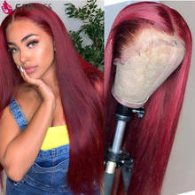 Fabwigs 99J Transparent Lace Front Wig Colored Human Hair Wigs For Black Women Burgundy Lace Wig Pre Plucked With Baby Hair 2024 - buy cheap