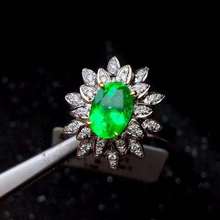 Anel 100% natural e real esmeralda, prata esterlina 925, proposta, joias finas para homens ou mulheres 2024 - compre barato