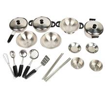 Kit de cozinha em miniatura 20 peças, utensílios de mesa de brinquedo em aço inoxidável para crianças 2024 - compre barato