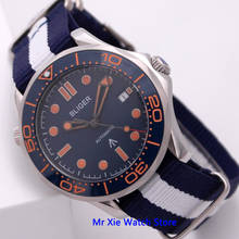 Bliger 41mm Blue Dial Automatic Mechanical Mens Watch Nylon Strap Sapphire Crystal Luminous Waterproof Calendar Male Wristwatch 2024 - buy cheap