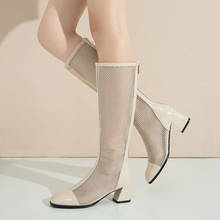 Phoentin-botas de couro envernizado femininas, sapatos de verão na moda, cano alto, com zíper longo, tamanho grande 34-46, ft1475, 2021 2024 - compre barato