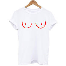 Женская футболка с коротким рукавом, в стиле Харадзюку, летняя повседневная футболка свободного покроя с принтом груди и груди, 2021 2024 - купить недорого