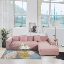 Capa de sofá de cor sólida, elástica, apertada, tudo incluso, tecido de cobertura completa, antiderrapante, capa de sofá, almofada em forma de l 2024 - compre barato
