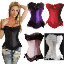 Sexy Fashion Lace Overbust Corsets Waist Cincher Bustiers Slimming Under Wear Satin Bows Plastic Boned Body Shaper Corset 2024 - buy cheap