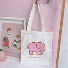 Bolso de hombro con estampado de letras para mujer, bandolera con estampado de dibujos animados, elefante rosa, estilo Harajuku, grande, versión coreana 2024 - compra barato