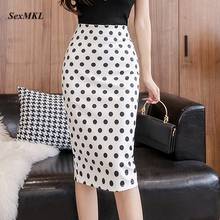 Fashion Polka Dot Printed Skirts Women 2022 White Long Pencil Skirt Korean Clothing Sexy High Waist Office Bodycon Black Skirt 2024 - buy cheap