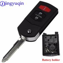 Jingyuqin capa com 3 botões para carro, dobrável, controle remoto, chave, para mazda 3 5 6 cx5 cx7 cx9 rx8 2024 - compre barato