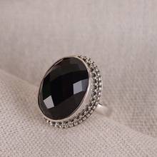 FNJ 925 Silver Ring for Women Jewelry 100% Original Pure S925 Sterling Silver Rings black Agate Stone 2024 - buy cheap