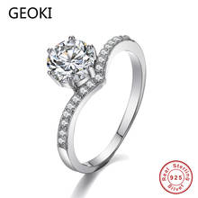 Geoki Passed Diamond Test 1 CT Perfect Cut VVS1 Moissanite Crown Ring 925 Sterling Silver Wedding Diamond Rings Women Jewelry 2024 - buy cheap