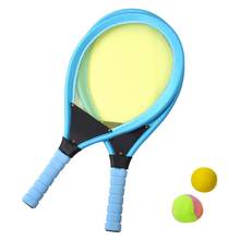 1 par crianças crianças raquete de tênis esporte ao ar livre seguro antiderrapante raquete de tênis jogo de brinquedo com 2 bolas acessórios de tênis 2024 - compre barato