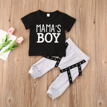 Toddler Baby Boys 2pcs Sets Clothes Sets Summer Letter Print Neweborn Short Sleeve Pullover T Shirts Tops+Pants 0-3Y 2024 - buy cheap