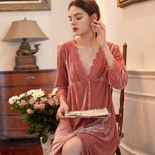 Jacarão rosa moda feminina inverno, roupa de dormir sexy, camisola da moda, de luxo, roupa de dormir 2024 - compre barato