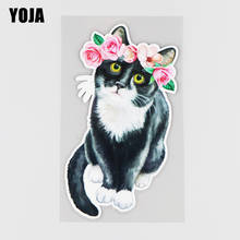 YOJA 9.5×17CM Cat With Wreath Cartoon Car Stickers Scratch Occlusion Decoration Accessories 19B-0080 2024 - buy cheap
