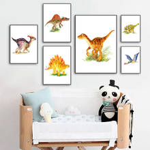 Cartoon Animal Dinosaur Wall Art Canvas Painting Nordic Posters And Prints Wall Pictures For Kids Room Boy Baby Bedroom Decor 2024 - buy cheap