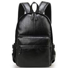 Fashion PU Leather Backpack Men Women 14 inch Laptop Backpack Unisex Students Black Travel School Bag 2024 - buy cheap