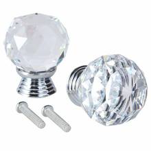 4PCS  40mm Diamond Crystal Glass Gold Knobs Cupboard Drawer Pull Kitchen Cabinet Door Wardrobe   Handles Hardware 2024 - buy cheap