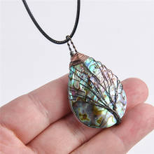 Vintage tree of life Pendant Necklace Women Copper Wire Wrapped Natural abalone shell pendants Jewelry Water Teardrop-shape Gift 2024 - buy cheap