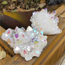 High quality crystal minerals natural Electroplated aura angel clear quartz crystal cluster for home decoration 2024 - buy cheap